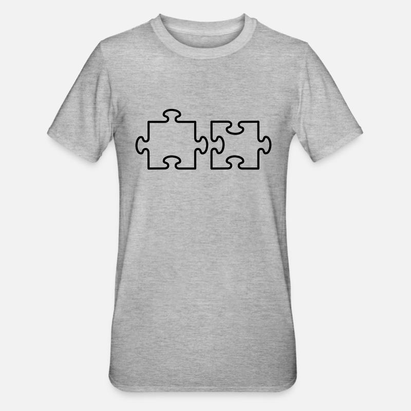 2 Puzzle Teile - T-shirt polycoton Unisexe - gris chiné