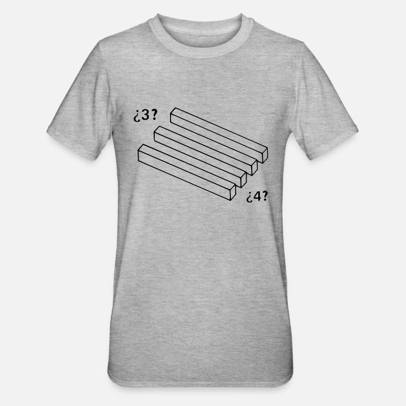 Illusions d'optique 3 à 4 bâtons - T-shirt polycoton Unisexe - gris chiné