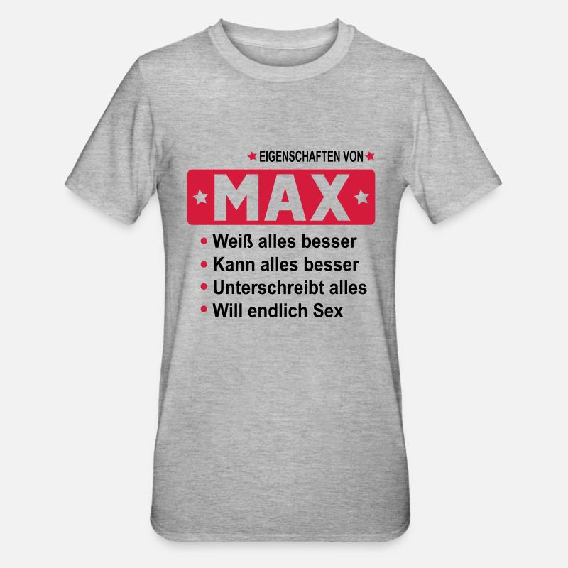 max - Unisex Polycotton T-Shirt - Grau meliert
