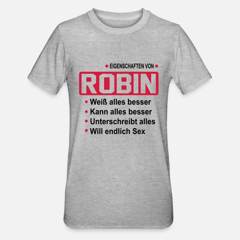 robin - Unisex Polycotton T-Shirt - Grau meliert