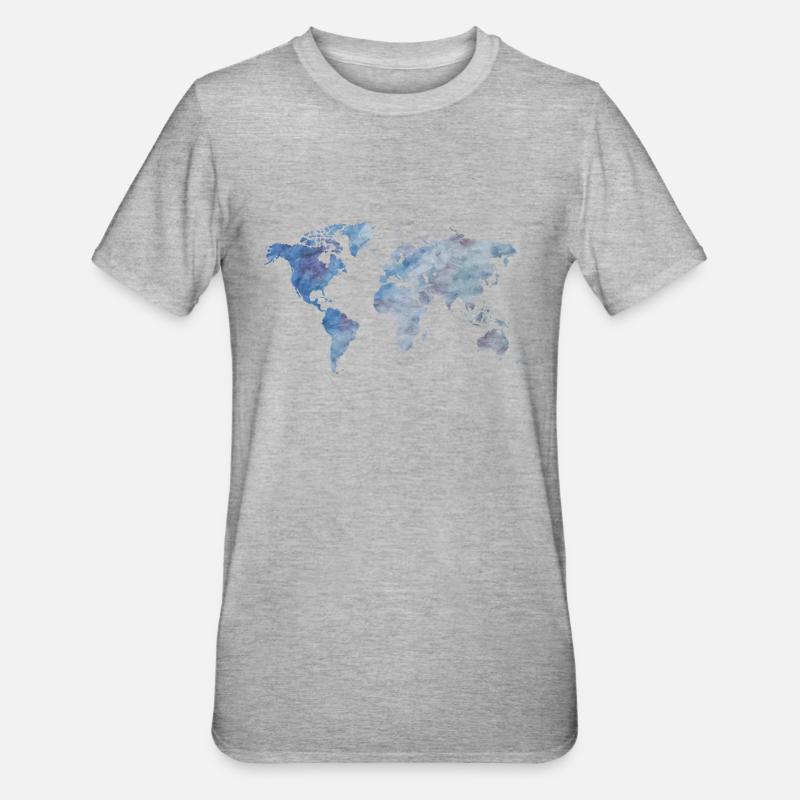 blueWorldmap - T-shirt polycoton Unisexe - gris chiné
