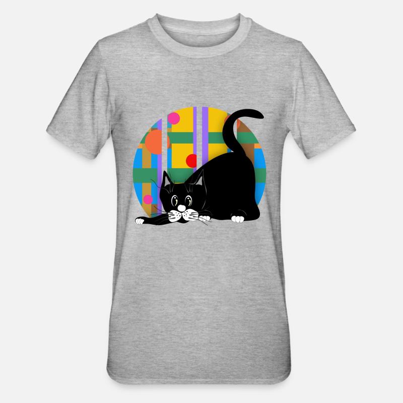 Chat - T-shirt polycoton Unisexe - gris chiné