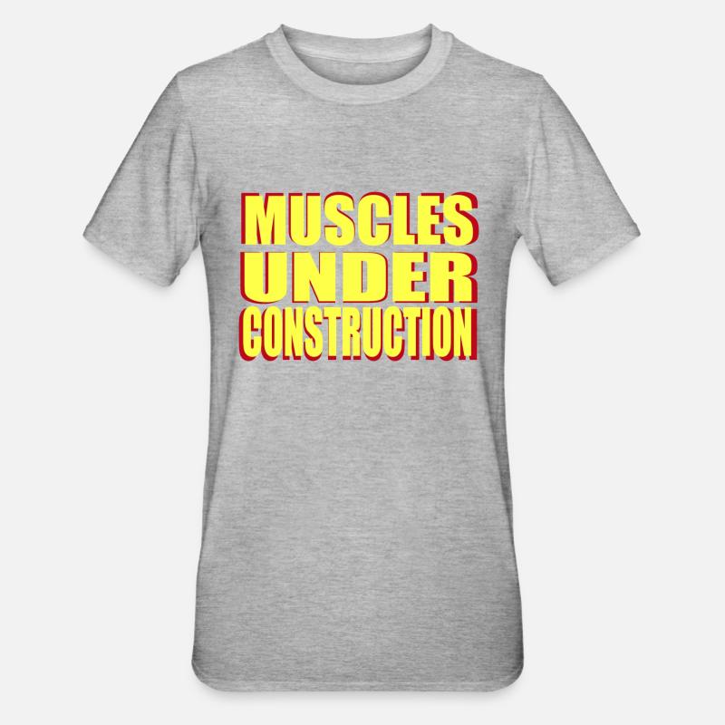 muscles under construction - Unisex Polycotton T-Shirt - Grau meliert