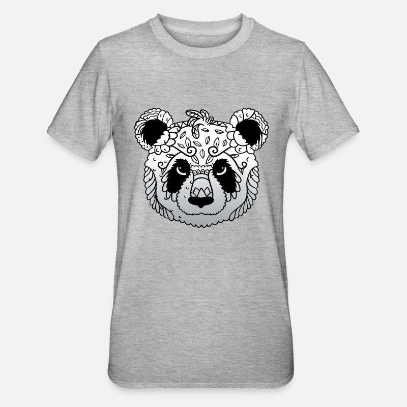 Mandala Panda Painter Gift - Unisex Polycotton T-Shirt - heather grey