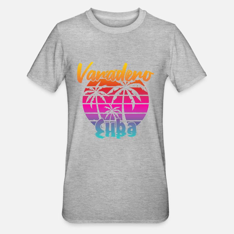 Varadero Cuba Coucher de soleil - T-shirt polycoton Unisexe - gris chiné