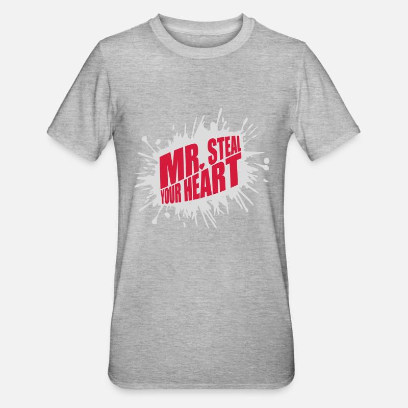 Monsieur vole votre cœur - T-shirt polycoton Unisexe - gris chiné