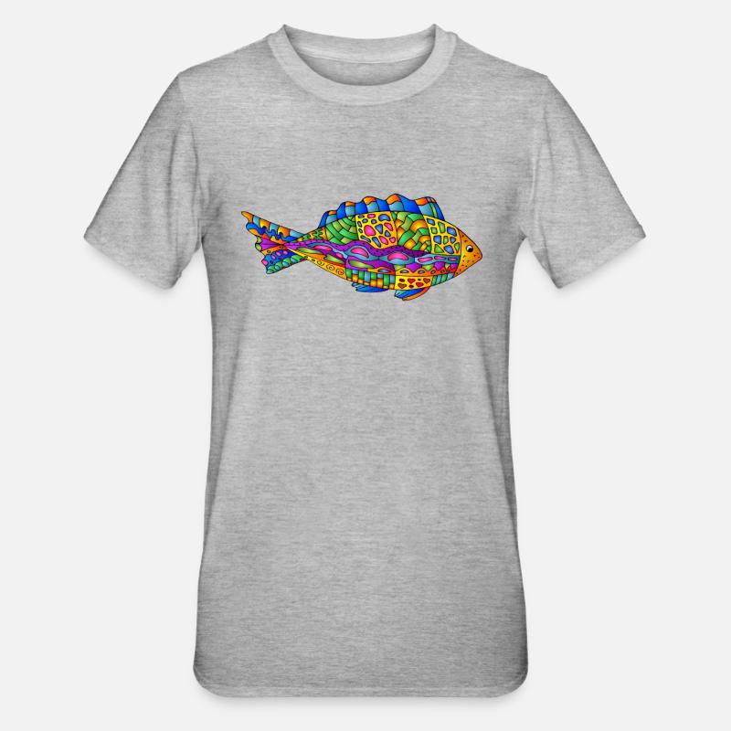Fisch - Unisex Polycotton T-Shirt - Grau meliert