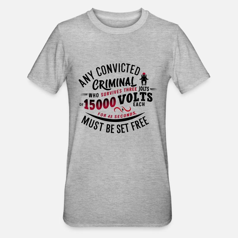 Electric Justice: Freiheit oder Schicksal? - Unisex Polycotton T-Shirt - Grau meliert