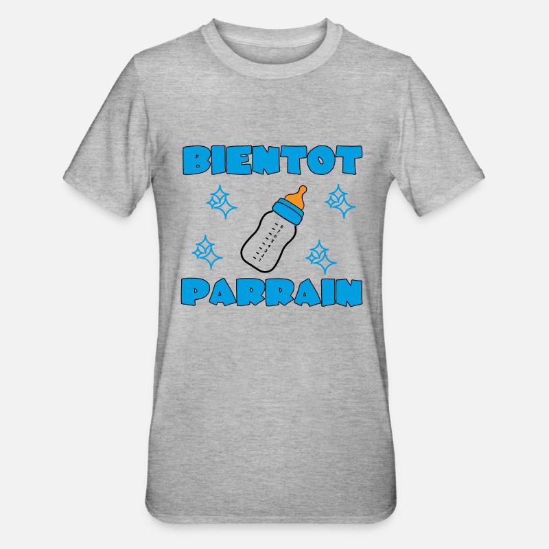 BIENTOT PARRAIN - T-shirt polycoton Unisexe - gris chiné