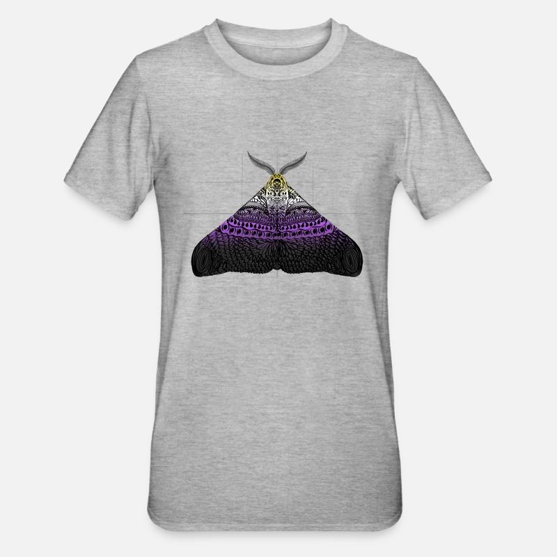 Non Binary Pride Moth Motif A - Unisex Polycotton T-Shirt - heather grey
