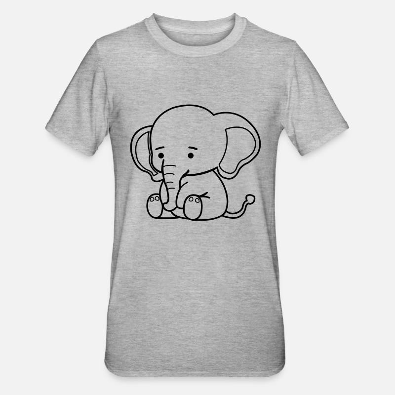 Éléphant mignon - T-shirt polycoton Unisexe - gris chiné