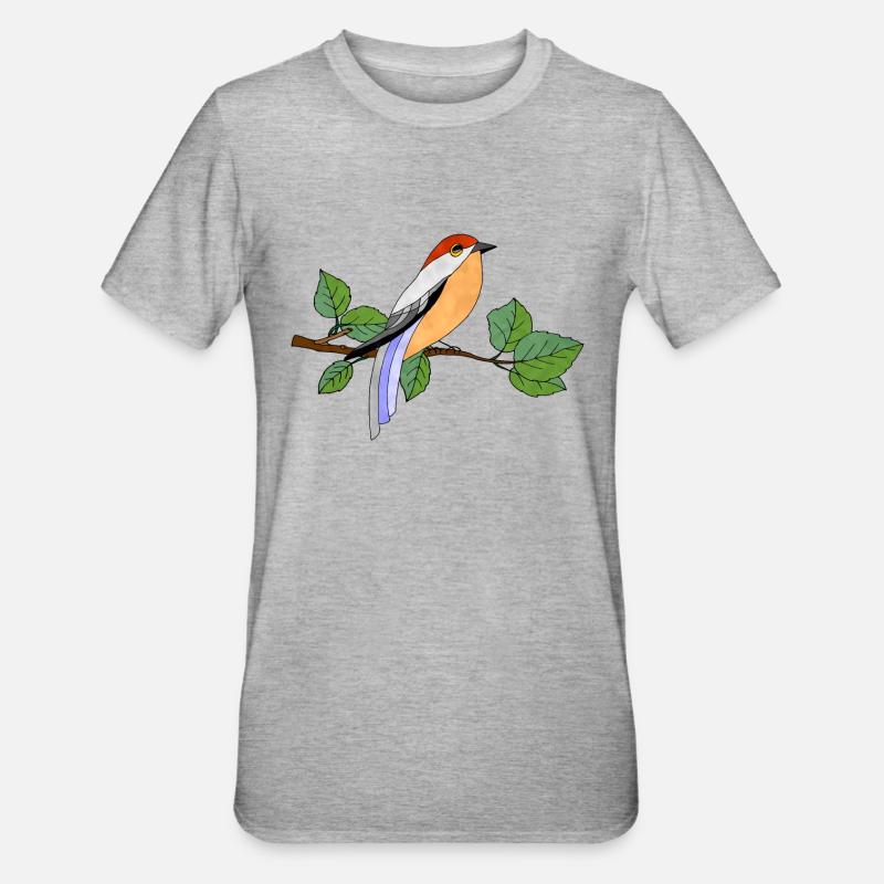 Bunter Vogel - Unisex Polycotton T-Shirt - Grau meliert