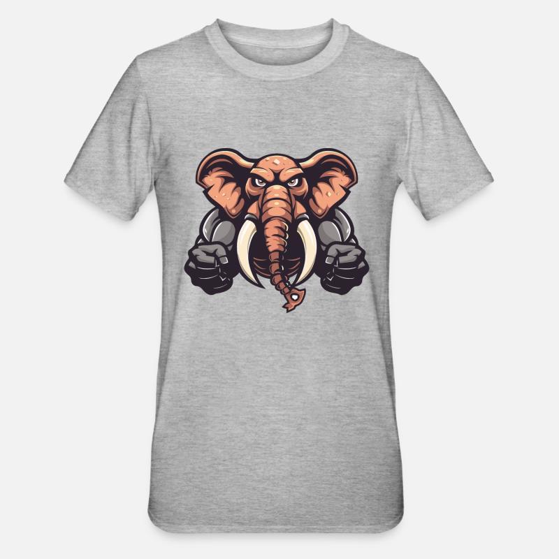 Elefant Tier Comic - Unisex Polycotton T-Shirt - Grau meliert