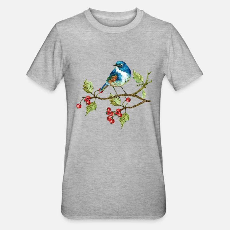 Bunter Vogel - Unisex Polycotton T-Shirt - Grau meliert