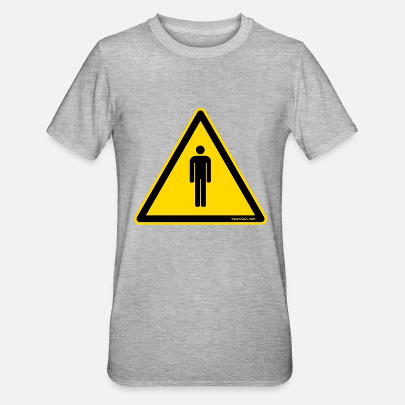 Warnschild Menschen - Unisex Polycotton T-Shirt - Grau meliert