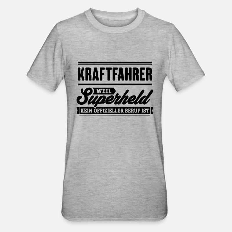 Superheld Kraftfahrer - Unisex Polycotton T-Shirt - Grau meliert