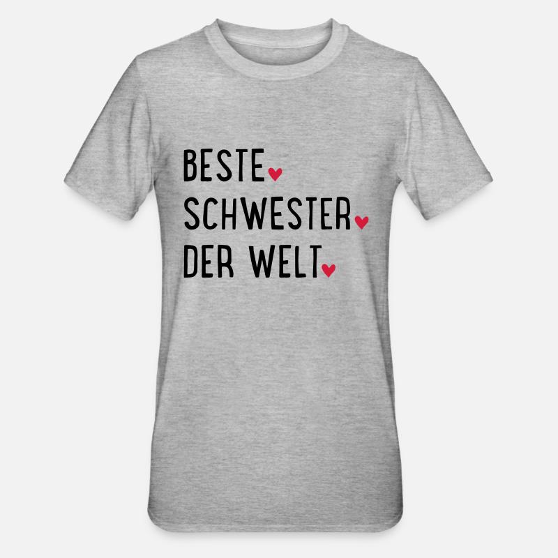 Schwester - Unisex Polycotton T-Shirt - Grau meliert