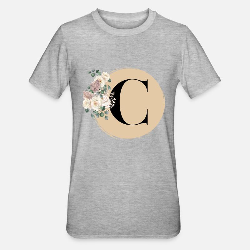 Buchstabe C - Unisex Polycotton T-Shirt - Grau meliert