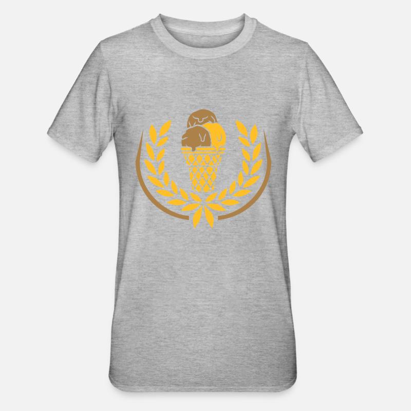 Lorbeerkranz Eis Waffel Schokolade - Unisex Polycotton T-Shirt - Grau meliert