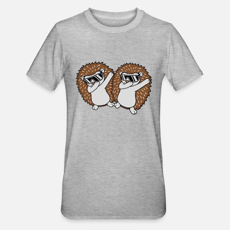 2 amis hérissons dabbing - T-shirt polycoton Unisexe - gris chiné