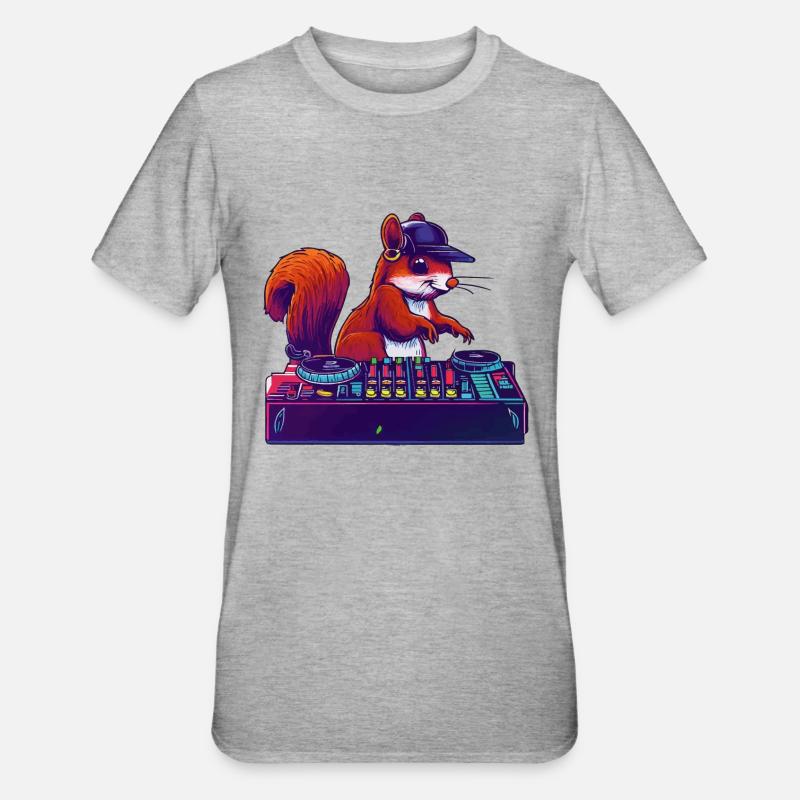 Eichhörnchen DJ Geschenkidee - Unisex Polycotton T-Shirt - Grau meliert