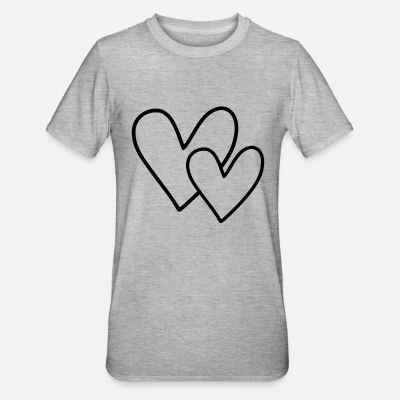 2 Coeurs - T-shirt polycoton Unisexe - gris chiné