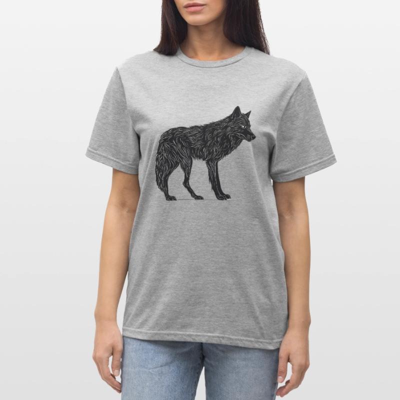 Wilder Wolf - Schwarzer Wolf T-Shirt oder Pullover Unisex Polycotton T-Shirt