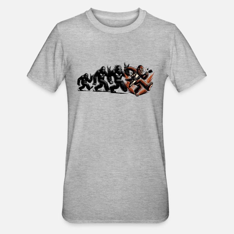 Bigfoot guitariste Evolution Walk - T-shirt polycoton Unisexe - gris chiné