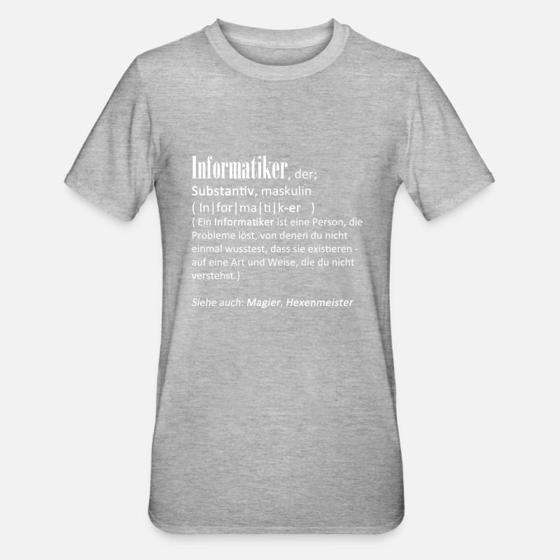 Definition Informatiker - Unisex Polycotton T-Shirt - Grau meliert