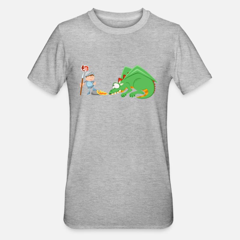 Ritter und Drache - Unisex Polycotton T-Shirt - Grau meliert