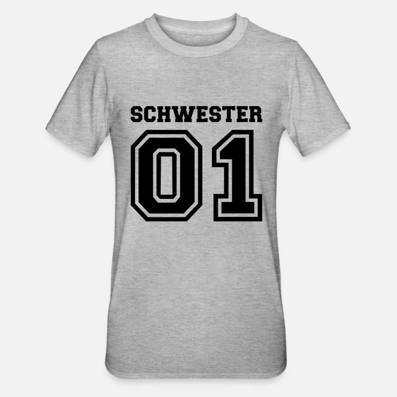 Schwester - Unisex Polycotton T-Shirt - Grau meliert