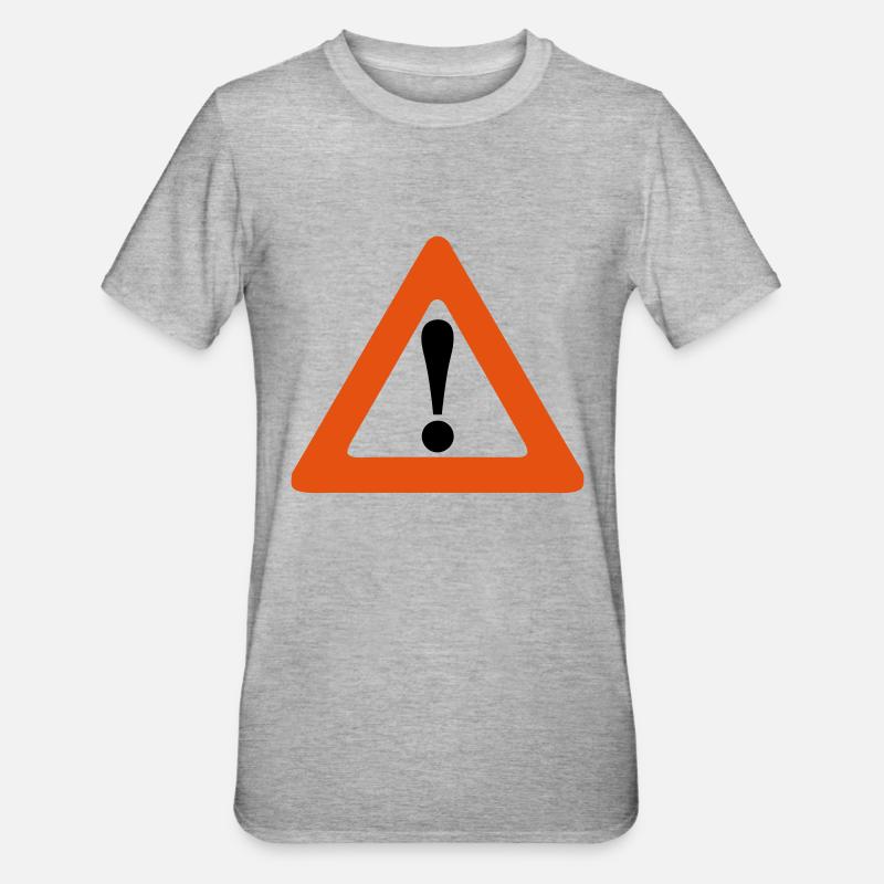 danger panel icon exclamation triangle - Unisex Polycotton T-Shirt - heather grey