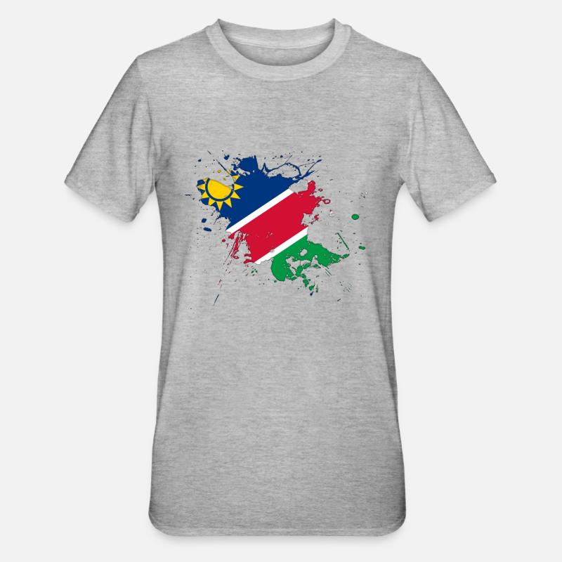 Namibia Flagge als Farbklecks - Unisex Polycotton T-Shirt - Grau meliert