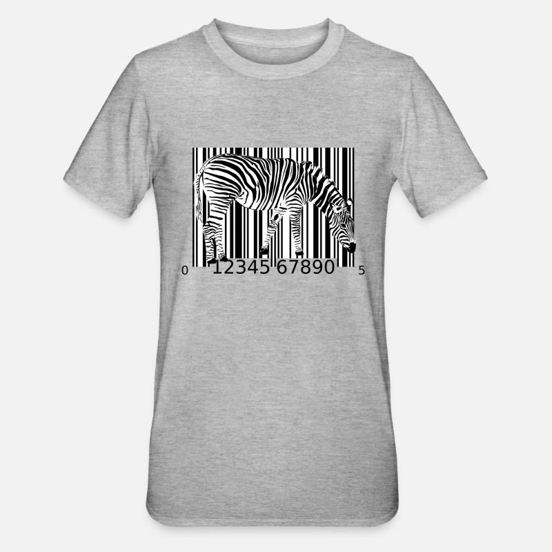 Code-barres Zebra - T-shirt polycoton Unisexe - gris chiné