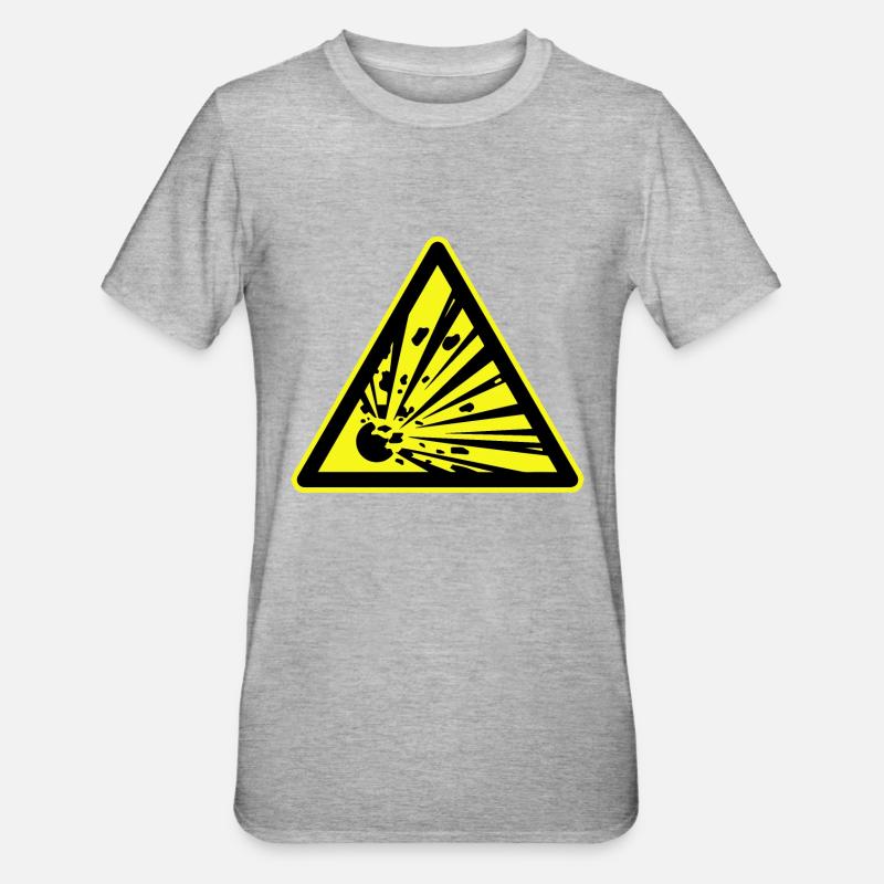 Explosief Waarschuwing, Explosive Warning - Unisex Polycotton T-Shirt - heather grey