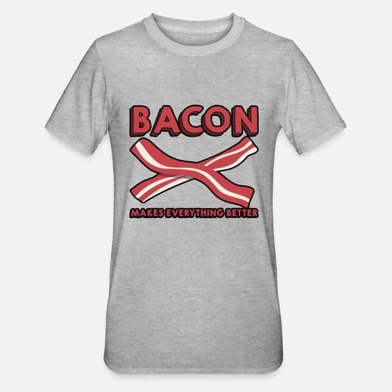 Bacon Makes Everything Better 10 - Unisex Polycotton T-Shirt - heather grey