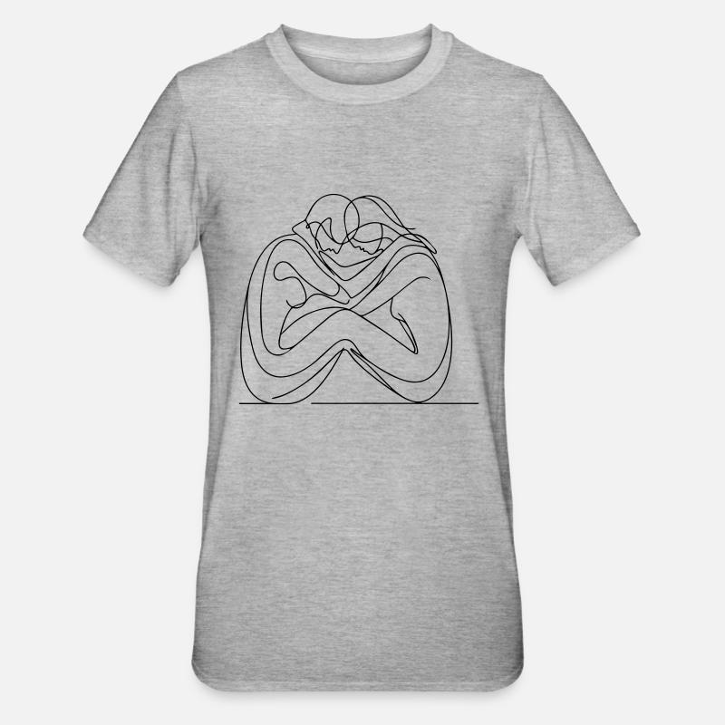 Lignes d’étreinte éternelle - T-shirt polycoton Unisexe - gris chiné