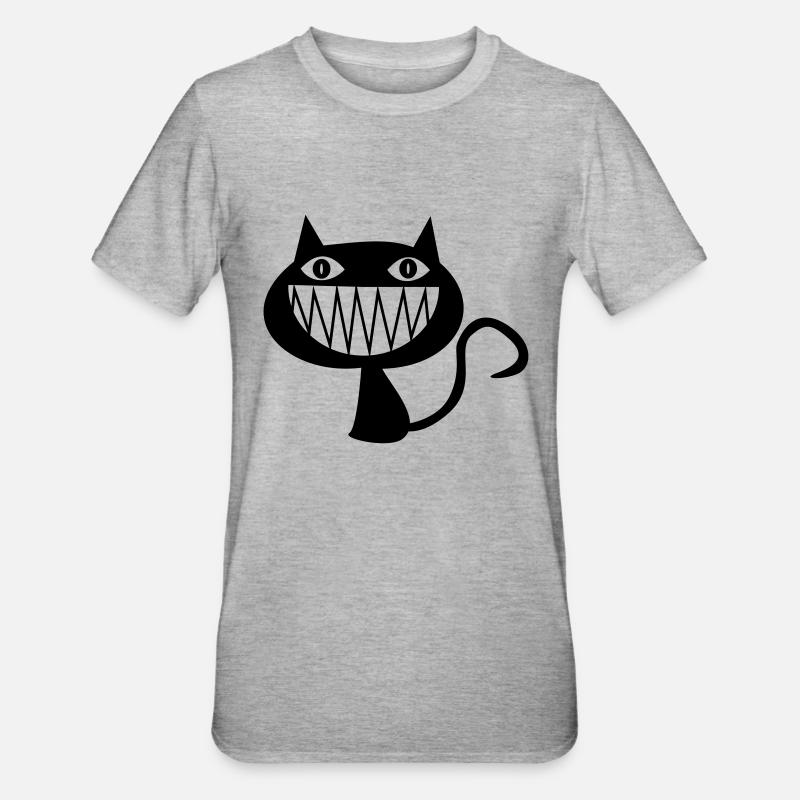 Chat du Cheshire (D00231) - T-shirt polycoton Unisexe - gris chiné
