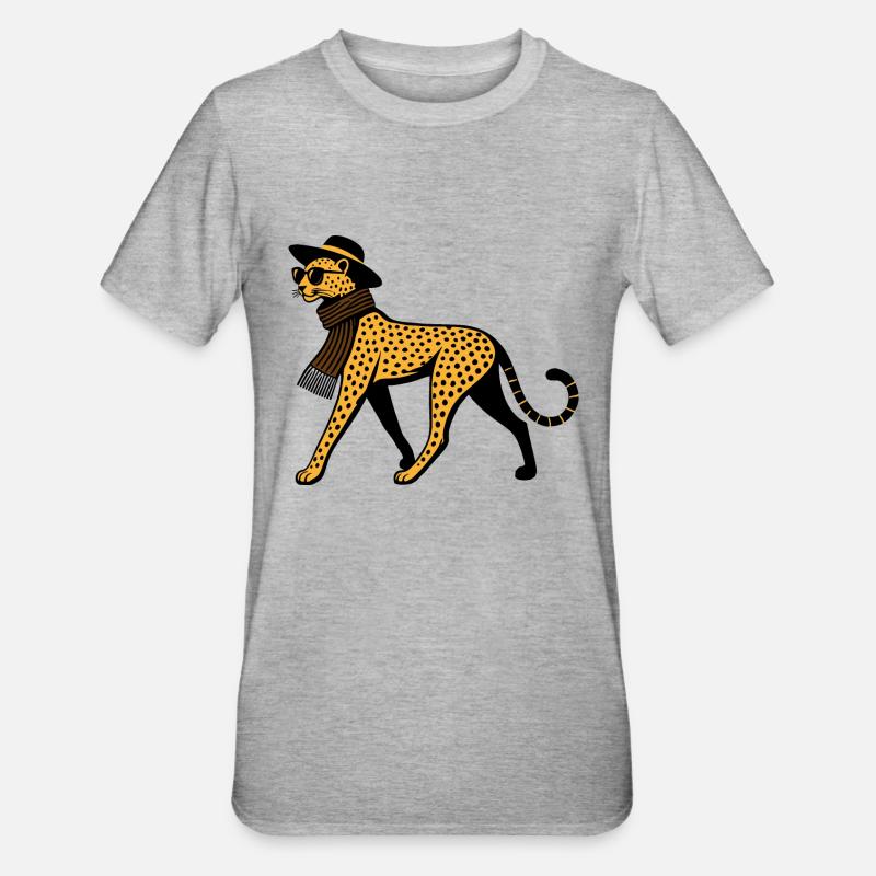 Leoparden-Chic - Unisex Polycotton T-Shirt - Grau meliert