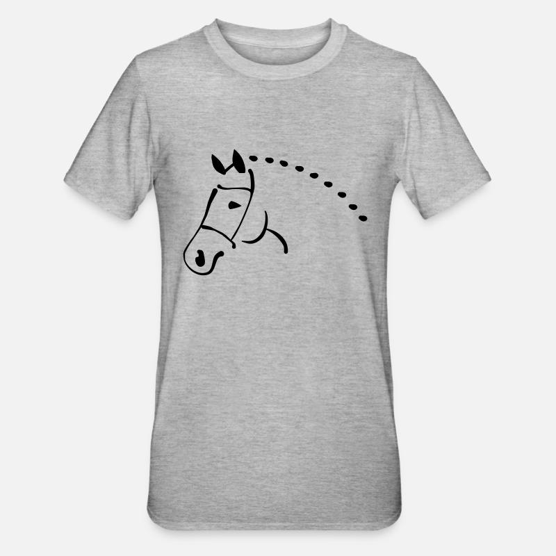 Pferd - Unisex Polycotton T-Shirt - Grau meliert