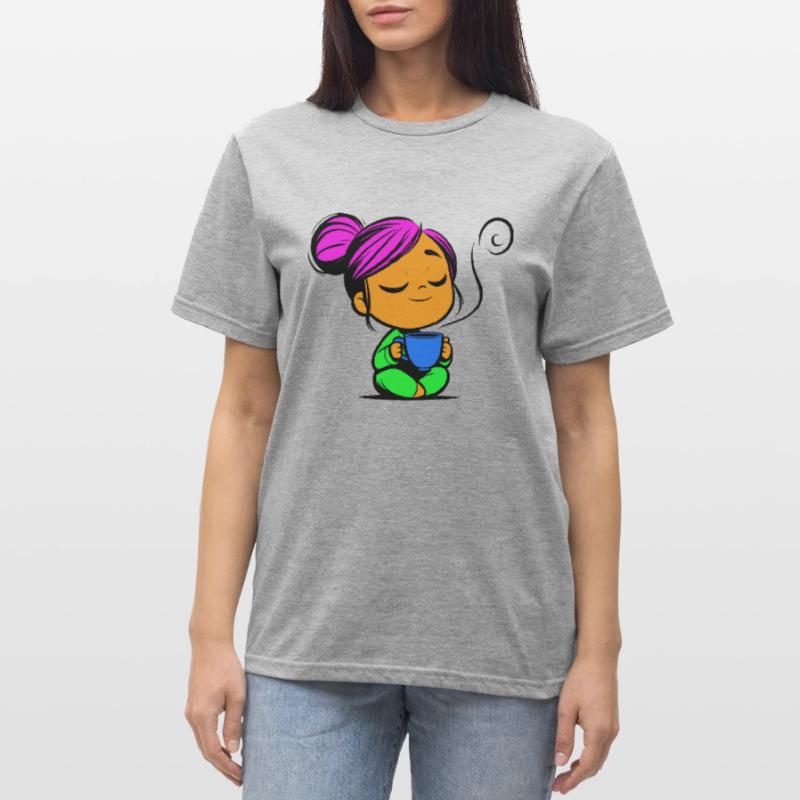 Tassmine enspannt mit einer Tasse Tee oder Kaffee Unisex Polycotton T-Shirt