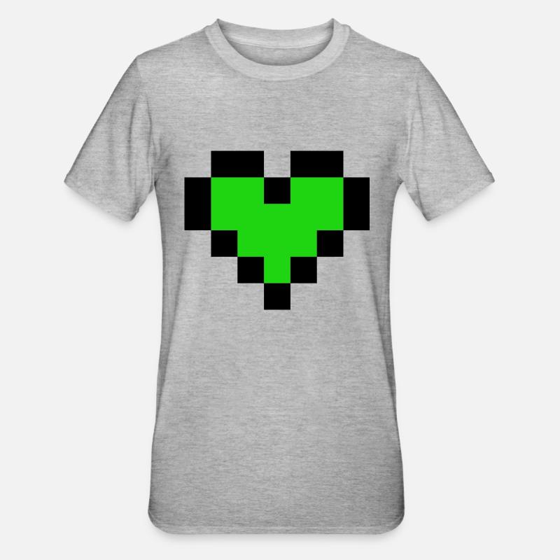 Coeur vert - T-shirt polycoton Unisexe - gris chiné