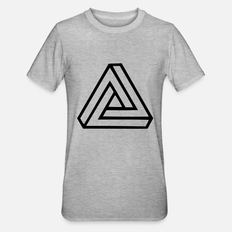 Triangle Visual Illusion - Unisex Polycotton T-Shirt - heather grey