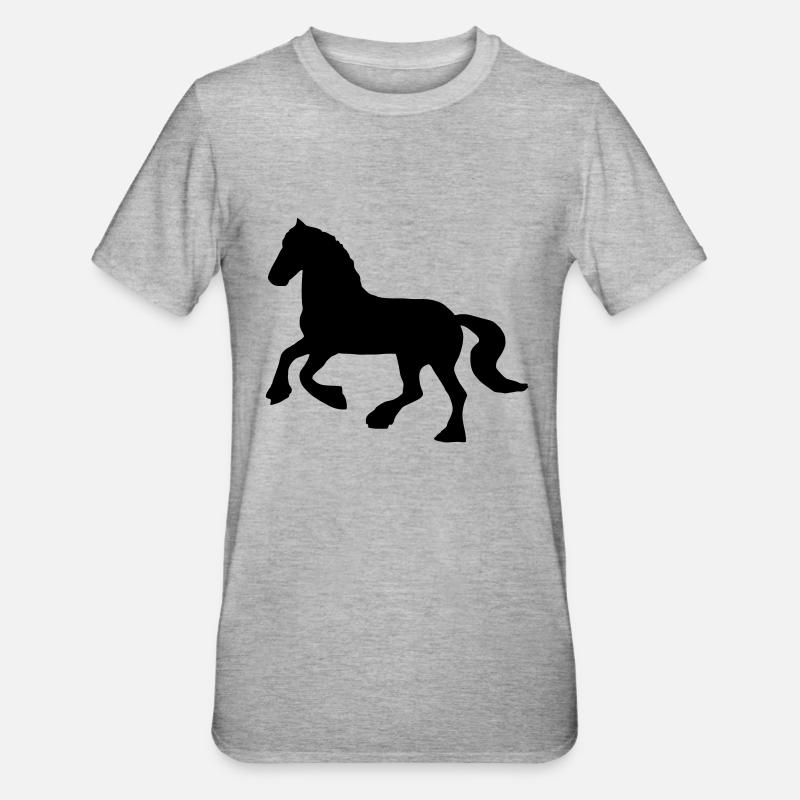 Friese / Kaltblut Pferd - Unisex Polycotton T-Shirt - Grau meliert