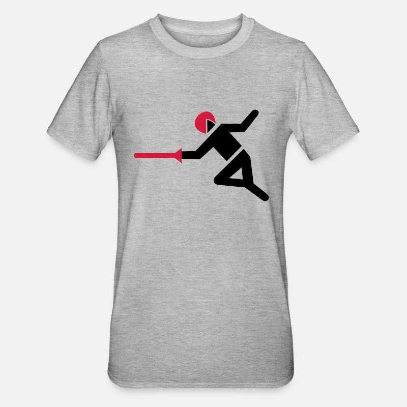 Fechter mit Degen in Angriffsposition - Unisex Polycotton T-Shirt - Grau meliert