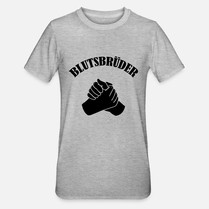 blutsbrueder_001 - Unisex Polycotton T-Shirt - Grau meliert