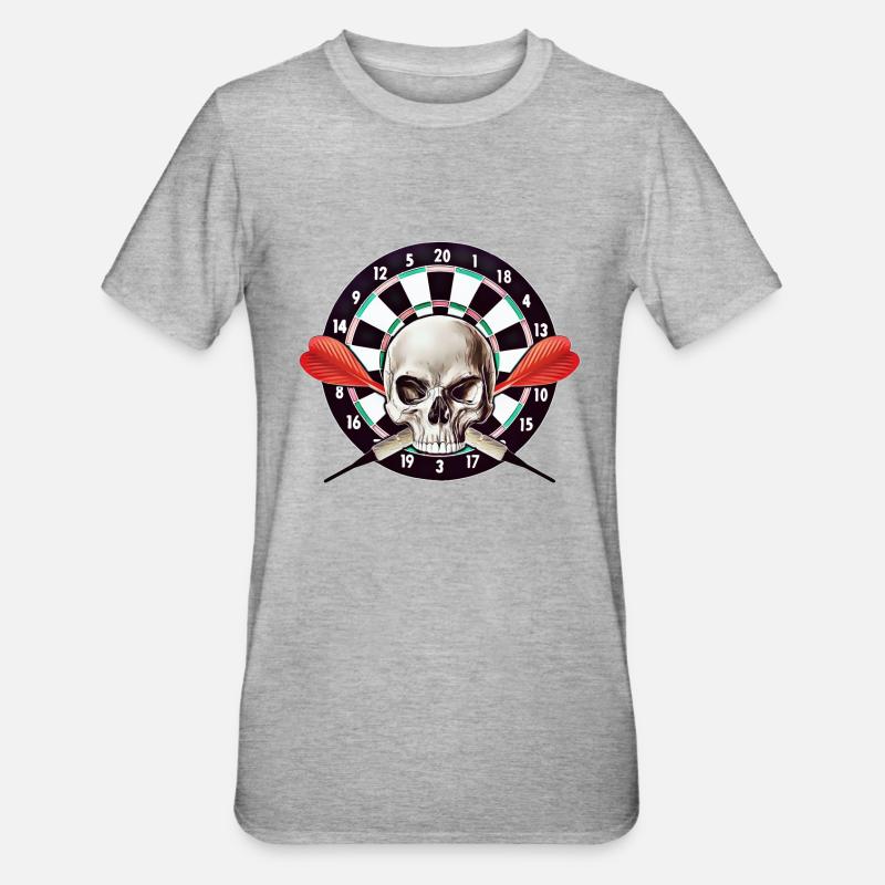 crâne de fléchettes - T-shirt polycoton Unisexe - gris chiné