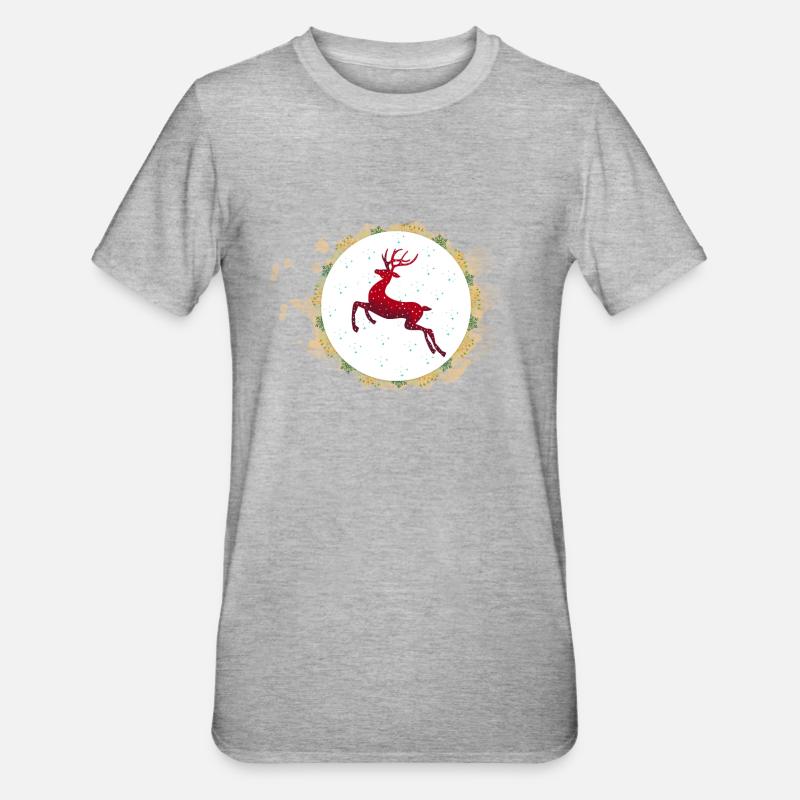 Renne de Noël - T-shirt polycoton Unisexe - gris chiné
