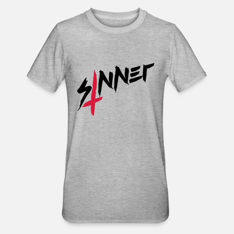Sinner cross à l'envers - T-shirt polycoton Unisexe - gris chiné