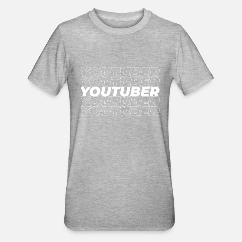 YouTuber - Unisex Polycotton T-Shirt - Grau meliert
